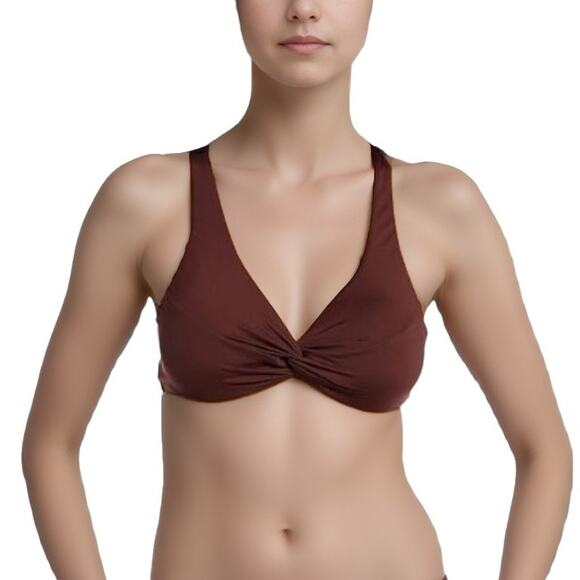 La Blanca Underwire Twist Front Swim Bikini Top in Java Brown NWT Size 4 - Picture 1 of 7